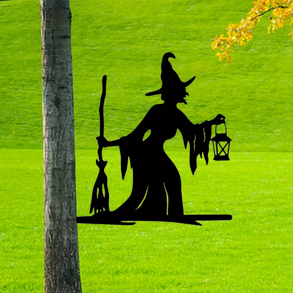 Outdoor Power Stake - Lanterne de sorcière sur branche, Silhouette