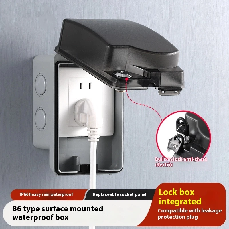 Outdoor Power Socket With Lock - Boîtier extérieur étanche pour prises, boîte